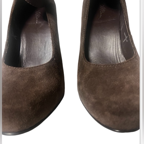 LL Bean Suede Platform Slip Om Adjustable Strap Pump Heels size 7.5 Brown - Picture 5 of 16